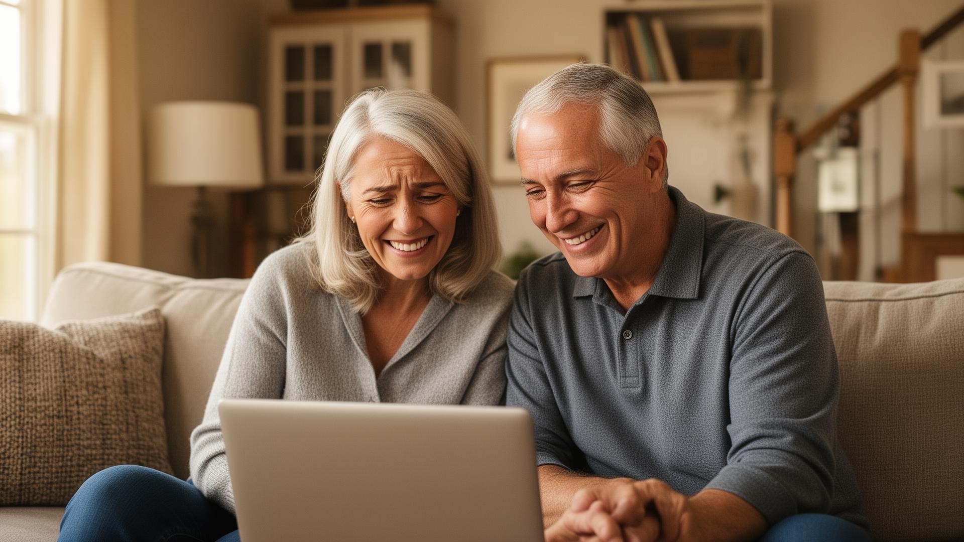 Happy couple selling their home